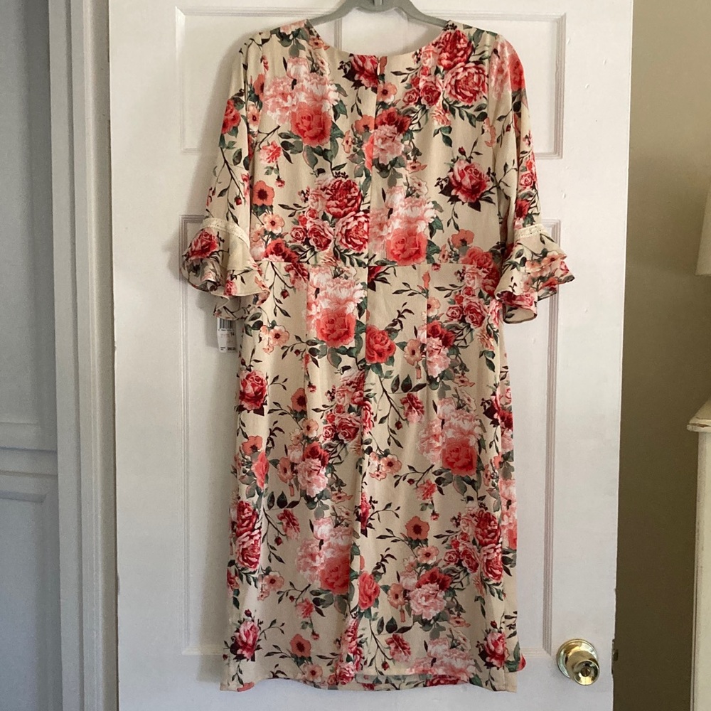 Chris McLaughlin Floral Print Dress with Ruffle Sleeves Size 14 - Picture 2 of 7